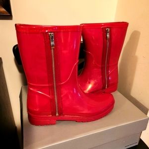 Cheerful Cherry Red Rain Boots - Size 9